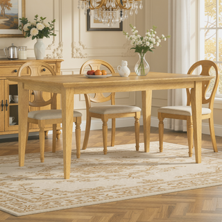 Sunvega Extendable Oak Dining Table with Butterfly Leaf for 6 to 8 People
