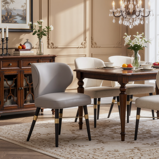 Sunvega Elegant Modern Dining Chair with Criss Cross Gold Metal Base