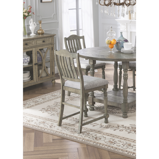 Sunvega Light Grey Acacia Veneer Round Dining Table with Open Shelf