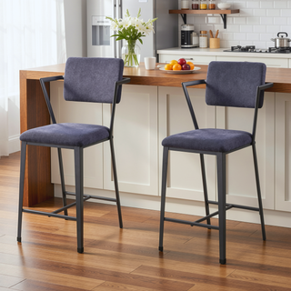 Sunvega Grey and Gunmetal Open Back Counter Height Chairs with Padded Seat Cushion