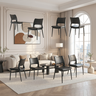 Sunvega Modern Minimalist White PU Leather Dining Chairs Set of 2 with Metal Legs