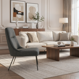Sunvega Nuvia Gray Fabric and Metal Dining Room Chairs Set of 2 with Ergonomic Design