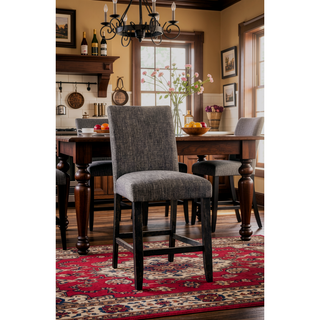 Sunvega Gray Rustic Style Counter Height Chair with Padded Fabric Seat and Backrest
