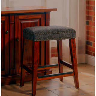 Sunvega Black and Gray Tweed Upholstered 24 Inch Backless Counter Stool