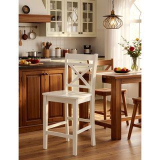 Sunvega Wooden Counter Height Table with 2 Drop Leaves and Stemware Storage Rack