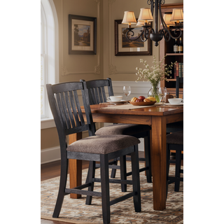 Sunvega Rustic Black Wooden High Chair with Fabric Seat 42 Inch Height