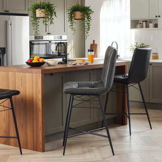 Sunvega Cool and Cozy Tufted Leatherette Counter Height Stools with Metal Base