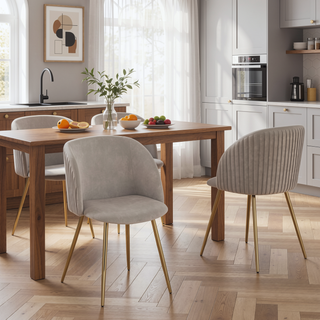 Sunvega Fran Pleated Contemporary Velvet Upholstered Dining Chair with Metal Legs Set of 2