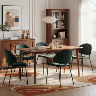 Sunvega Set of 4 Upholstered PU Leather Dining Chairs with Curved Backrest