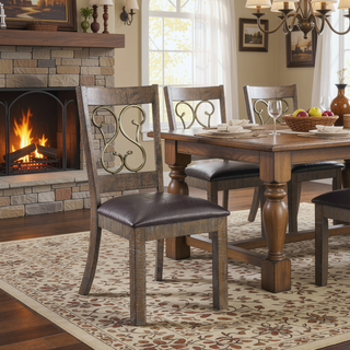 Sunvega Weathered Cherry Finish Bench with PU Leather Cushion and 16" Floor Clearance