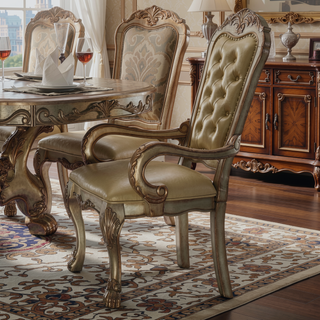 Sunvega Padded Side Chair Set of 2 with Scalloped Apron Seat and Arched PU Leather Backrest
