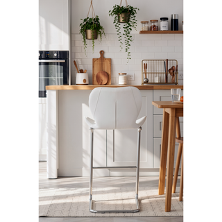 Sunvega 4-Piece White Bar Stool Set with Bucket Seats and Metal Footrest