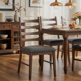Sunvega Walnut Finish Extendable Dining Table with Self Storing Leaf Wooden Furniture