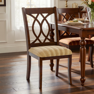 Sunvega Brown Cherry Padded Fabric Side Chairs Set of 2 for Dining Room