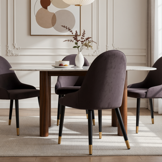 Sunvega Modern PU Leather Dining Chair with Solid Wood Legs and Ergonomic Seat