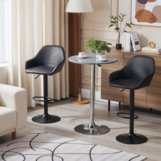 Sunvega Adjustable Swivel Bar Stools with Back and Footrest for Kitchen Counter Dining Room Set of 2 Black