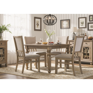 Sunvega Reclaimed Wheat Solid Wood Dining Chair with Cushioned Seat and Distressed Finish