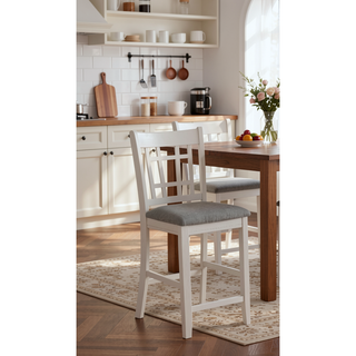 Sunvega Contemporary 18" Extendable Leaf Storage Table with Two-Tone Chalk Gray Finish