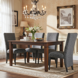 Sunvega Contemporary Boucle Finish Dining Chairs with Extended Back 2PK Set