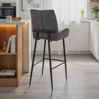 Sunvega 26 Inch Counter Height Bar Stool in Charcoal Fabric and Black Finish