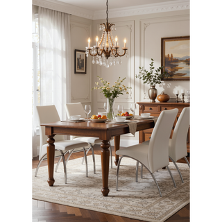 Sunvega PU Leather High Back Armless Dining Chair with Chrome Finish Metal Legs