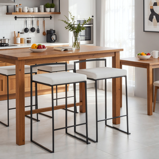 Sunvega Contemporary Stackable Counter Stools with Upholstered Padded Seat - Set of 2