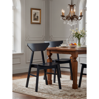 Sunvega Briar Black Finish Rectangular Dining Table with Fixed Wood Top