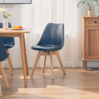 Sunvega Mid Century Modern Style Dining Chair Set with PU Leather Cushion and Wood Legs