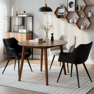 Sunvega Industrial Accent Chair Set of 2 in Suede Like Polyester Fabric