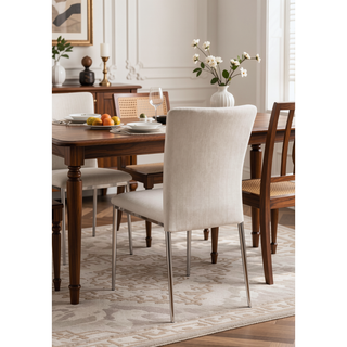 Sunvega Modern Faux Leatherette Side Chair Set of 2 with Soft White Upholstery