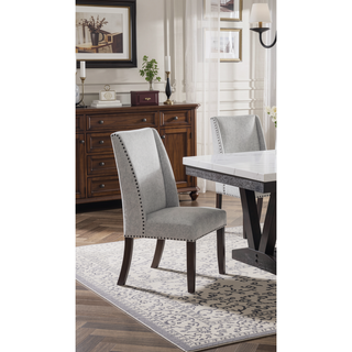 Sunvega Modern Light Gray Finish Wing Back Dining Chair with Cushioned Seat and Nailhead Trim