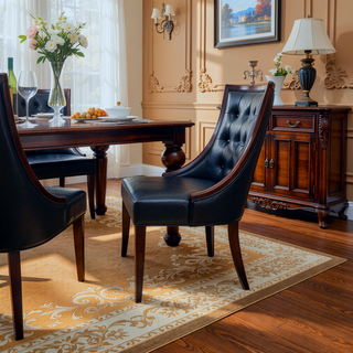 Sunvega Faux Leather Dining Chair Set of Two with Espresso Finish Wooden Legs