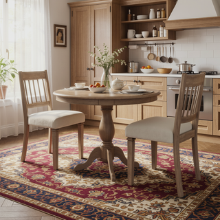 Sunvega Classic Country Style Rubber Wood Dining Table Set with Bench and Chairs