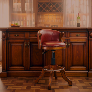 Sunvega Adjustable Height Cow Top Leather Swivel Bar Stool with Backrest for Kitchen