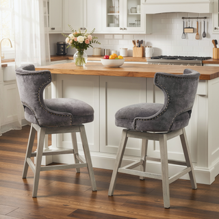 Sunvega Swivel Counter Stool with Solid Wood Frame and 360 Degree Rotation