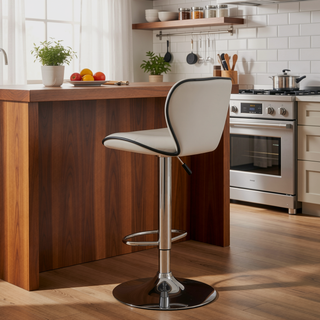 Sunvega Adjustable Height Swivel Barstool with Faux Leather Upholstery Set of 2