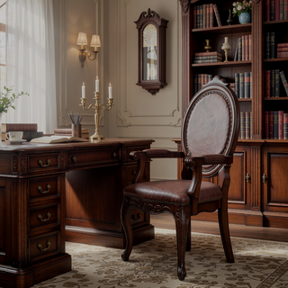Sunvega Brown and Cherry Oval Back Side Chairs with Nailhead Trim and Padded Cushions