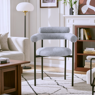Sunvega Upholstered Armchair Dining Chairs With Metal Legs Set of 2 Grey