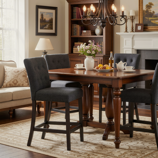 Sunvega Modern Upholstered Boucle Counter Stools with Padded Seat Set of 2