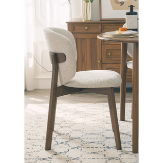 Sunvega Mallin Gray Chenille & Walnut Side Chair with Padded Seat and Back Cushion
