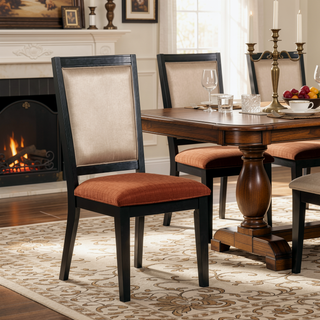Sunvega Dark Walnut Contemporary Side Chairs with Polyester Upholstered Seat Set of 2