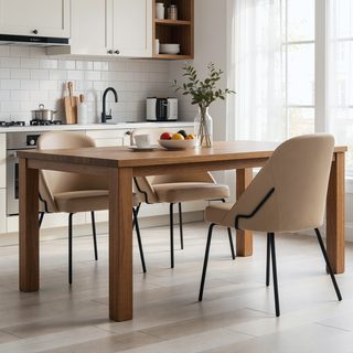 Sunvega Modern Upholstered Leatherette Dining Chair with Gold Steel Frame