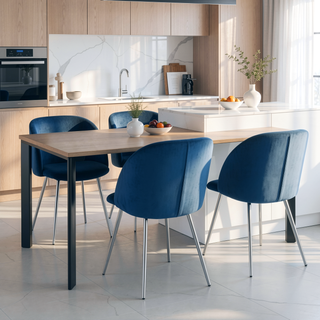 Sunvega Contemporary Velvet Upholstered Dining Chairs with Metal Legs Set of 2