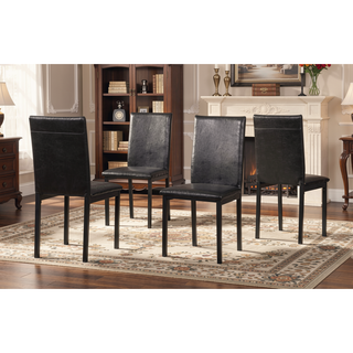 Sunvega Red Faux Leather Upholstered Metal Frame Dining Chairs Set of 4