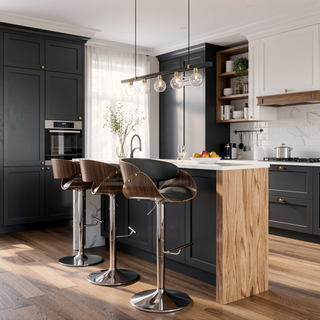 Sunvega Adjustable Swivel Bar Stool with Charcoal Grey Vegan Faux Leather Upholstery