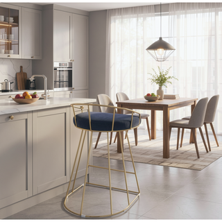 Sunvega Gold Tone Metal Frame with Upholstered Seat Counter Stools Set of 2