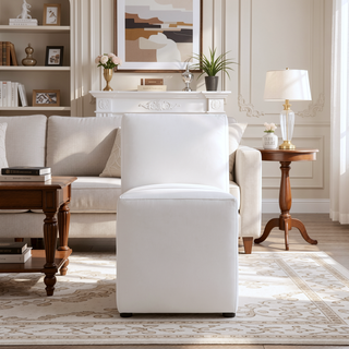 Sunvega Modern Dining Chair in Saddle Brown Faux Leather Fully Assembled