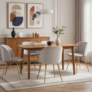 Sunvega Gold Metal and Silver Velvet Pleated Waves Contemporary Dining Chairs Set of 2