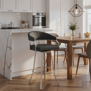Sunvega 30 Inch Bar Height Swivel Modern Slate Gray Faux Leather Bar Stool