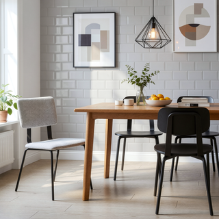 Sunvega Modern Minimalist Upholstered Dining Side Chair with Slim Lines and Grey Fabric